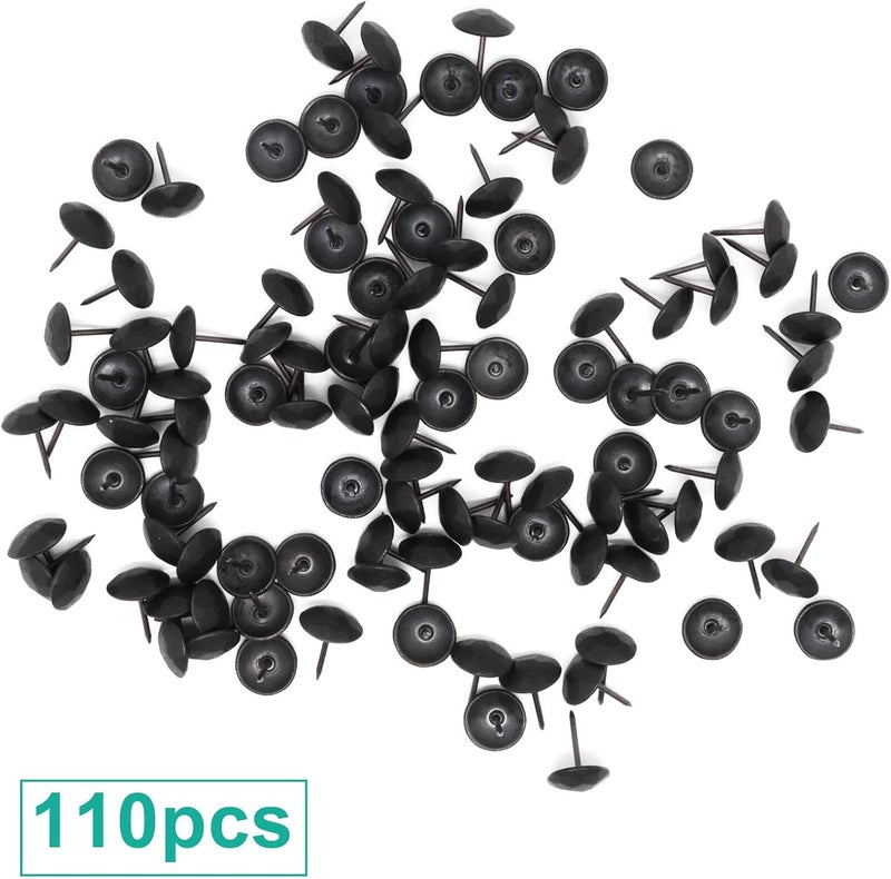 BUXIMN 110pcs Upholstery Tacks, Metal Upholstery Nails for Wood Unique Decorative Nails Thumb Tacks Upholstery Pins Vintage Furniture Tacks Upholstery Nails (15x20mm, Matte Black) - Image 3